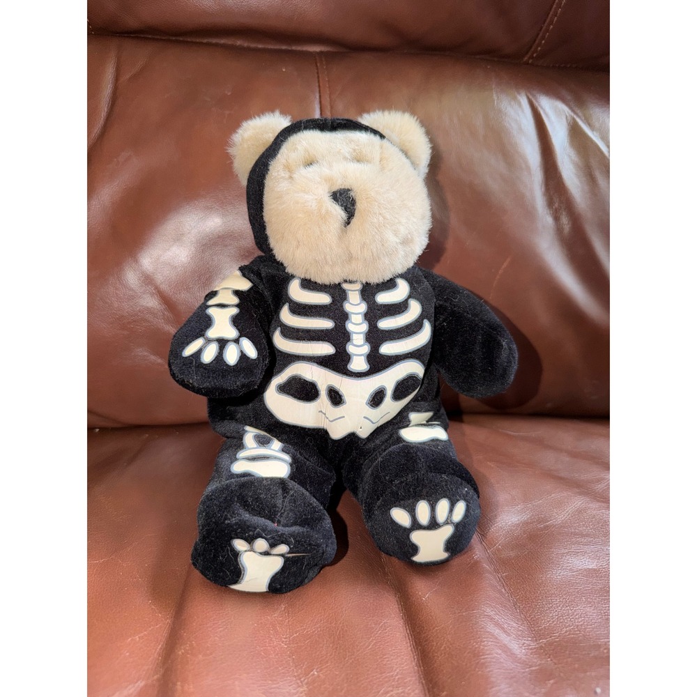 Starbucks Bearista 7th Edition Skeleton Bear Halloween 1999 Plush Black White